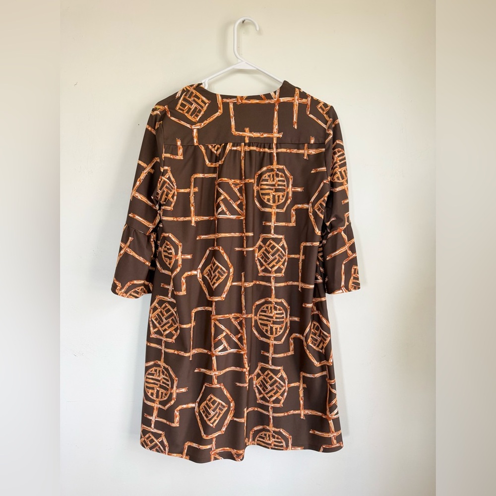 Jude Connally Kerry Mini Swing Dress , Bamboo Lattice Jude Cloth Brown Size S - Picture 3 of 9